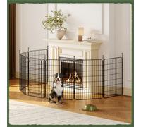Yaheetech Black 80 Cm Tall 8-Panel Foldable Dog Playpen Panels With Door