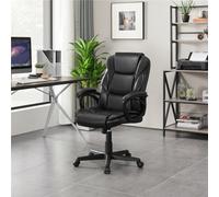 Yaheetech Black Adjustable High-Back Pu Leather Office Chair With Lumbar Support And Swivel Seat