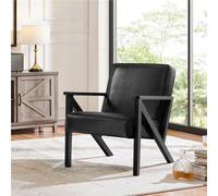 Yaheetech Black Extra-Wide Faux Leather Armchair