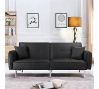 Yaheetech Black Fabric Convertible Sofa Bed With Adjustable Backrest