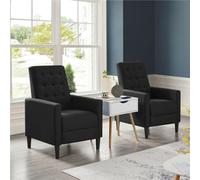 Yaheetech Black Fabric Recliner Sofa With Adjustable Back