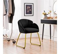 Yaheetech Black Flower Shape Velvet Armchair With Golden Metal Legs