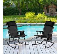 Yaheetech Black Foldable Outdoor Lounge Chair Rocking Recliner