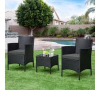 Yaheetech Black/grey 3-Piece Wicker Furniture Set Chairs And Table