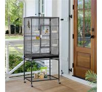 Yaheetech Black Mobile Metal Bird Cage W/ Detachable Stand Large