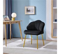 Yaheetech Black Modern Velvet Accent Chair With Golden Metal Legs