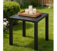 Yaheetech Black Outdoor Small Metal Square Side Table