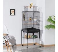 Yaheetech Black Play Top Metal Bird Cage W/ Detachable Rolling Stand