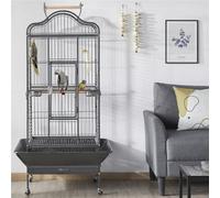 Yaheetech Black Rolling Black Bird Cage With Open Playtop Large