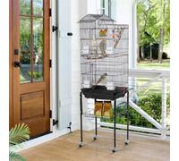 Yaheetech Black Rolling Metal Bird Cage With Detachable Stand