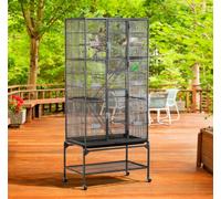 Yaheetech Black Rolling Metal Bird Cage With Detachable Stand Large