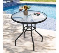 Yaheetech Black Round Outdoor Coffee Table With Umbrella Hole