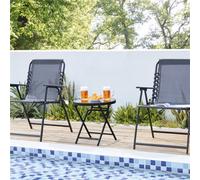 Yaheetech Black Round Outdoor Folding Side Table With Tempered Glass Top