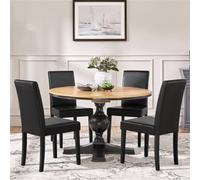 Yaheetech Black Set Of 2 Faux Leather High Back Dining Chairs With Rubberwood Legs
