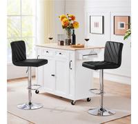 Yaheetech Black Set Of 2 Pu Leather Dining Chairs With Backrest