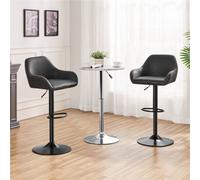 Yaheetech Black Set Of 2 Vintage Height Adjustable Swivel Bar Stools With Armrests And Backrest