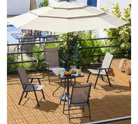 Yaheetech Black Square Patio Bistro Table With Umbrella Hole And Metal Frame