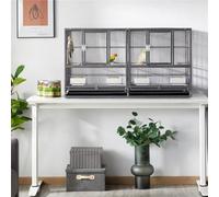 Yaheetech Black Stackable Wide Bird Cage Divided Breeder Cage