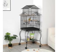 Yaheetech Black Triple Roof Rolling Bird Cage Metal Parrot Cage With Detachable Stand