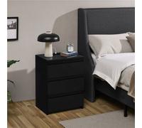 Yaheetech Black Wooden 3-Drawer Vertical End Table With Charging Station