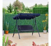 Yaheetech Blue 3-Seat Outdoor Patio Swing Chair With Adjustable Canopy