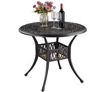 Yaheetech Bronze Metal Outdoor Patio Bistro Table With Umbrella Hole