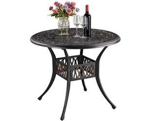 Yaheetech Bronze Metal Outdoor Patio Bistro Table With Umbrella Hole