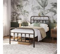 Yaheetech Bronze Single Metal Platform Bed Frame With High Headboard And Footboard