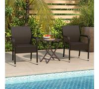 Yaheetech Brown Set Of 2 Outdoor Rattan Armchairs With Adjustable Footpads For Garden