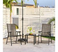 Yaheetech Brown Set Of 4 Outdoor Texteline Folding Dining Chairs With Backrest And Armrests