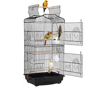 Yaheetech Metal Bird Cage Parrot Cage for Budgie/Lovebird/Cockatiel/Canary with Open Play Top 104cm Black