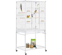 Yaheetech Budgie Cage 62 x 43 x 136 cm with Detachable Rolling Stand White