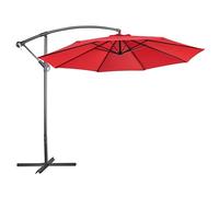 Yaheetech Cantilever Parasol Umbrella 3m Outdoor Sun Shade Banana Hanging Parasol Beach Umbrella with Crank Handle & Cross Base & Ribs Red