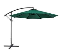 Yaheetech Cantilever Parasol Umbrella 3m Outdoor Sun Shade Banana Hanging Parasol Beach Umbrella with Crank Handle & Cross Base & Ribs Dark Green
