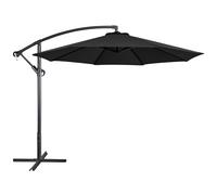 Yaheetech Cantilever Parasol Umbrella 3m Outdoor Sun Shade Banana Hanging Umbrella Parasol Beach Canopy with Crank Handle & Cross Base & Ribs Black