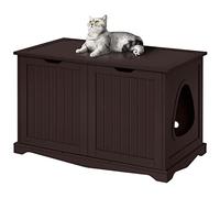 Yaheetech Cat Litter Box Enclosure, Wooden Pet Washroom With Storage, Hidden Box Furniture, Espresso Cat Litter Cabinet, 95 × 53.5 × 58 cm