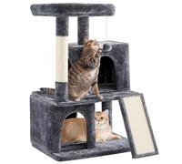 Yaheetech Cat Tree, 106cm Multilevel Cat Tower with Double Condo Scratching Post Dangling Ball for Small/Medium Kittens Pets, Pet Furniture House Dark Grey