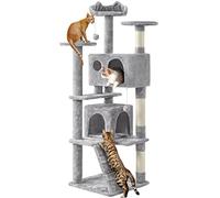 Yaheetech Cat Tree, 158cm Cat Tower with Scratching Post, 2 House and Dangling Balls Pet Furniture for Indoor Kittens, Light Grey