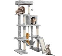 Yaheetech Cat Tree 159cm Tall Cat Tower with Scratching Post/Hammock, Large Climbing Tree for Indoor Kittens, Light Grey