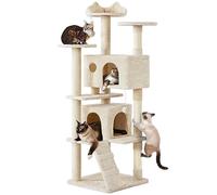Yaheetech Cat Tree, 178cm Cat Tower w/Scratching Posts, 2 Condos, Perched Platforms and 2 Dangling Balls Pet Furniture, Beige