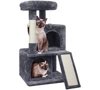 Yaheetech Cat Tree, 92cm Multilevel Cat Tower with Double Condo Scratching Post Dangling Ball for Small/Medium Kittens Pets, Pet Furniture House Dark Grey