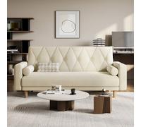 Yaheetech Convertible Sofa Bed Fabric Sofa Couch Click Clack Modern Sleeper Sofa Settee With 2 Bolster Pillows Beige