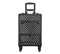 Yaheetech Cosmetic Case Professional Makeup Case Storage Travel Trolley on Wheels,Lockable Box with 1 Smooth Sliding Drawer Black