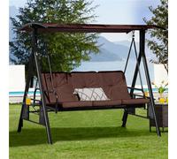 Yaheetech Dark Brown 3-Seat Outdoor Patio Swing Chair With Angle-Adjustable Sunshade