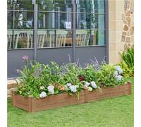 Yaheetech Dark Brown Divisible Wooden Raised Garden Bed For Yard Greenhouse