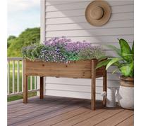 Yaheetech Dark Brown Fir Wood Raised Garden Bed Planter With Waist-High Grow Box