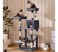 Yaheetech Dark Grey 150Cm Multilevel Cat Tower Large Cat Tree With Condo & Plush Perch & Scratching Post