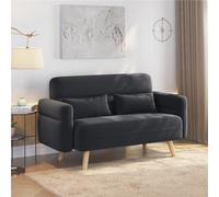 Yaheetech Dark Grey 2-Seater Fabric Loveseat Sofa With Lumbar Pillows And Solid Wood Legs