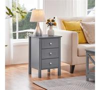 Yaheetech Dark Grey 3-Drawer Bedside Table Modern Style