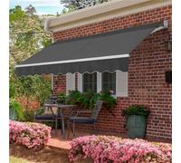 Yaheetech Dark Grey Manual Retractable Awning With Adjustable Angle And Height 300X250 Cm
